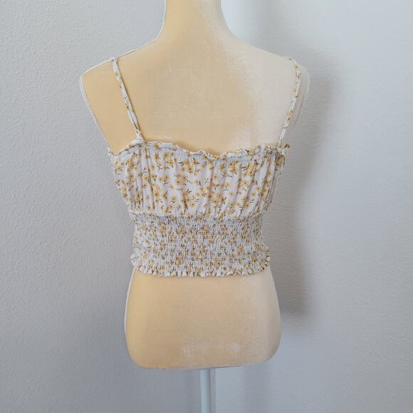 American Eagle White Floral Smocked Crop Tank Top Size S - Picture 4 of 6